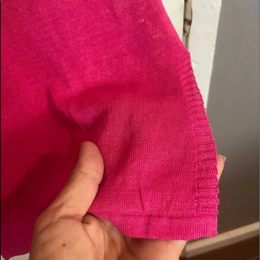 ZARA High Waist Hot Pink Linen See-Through Pants.Size M